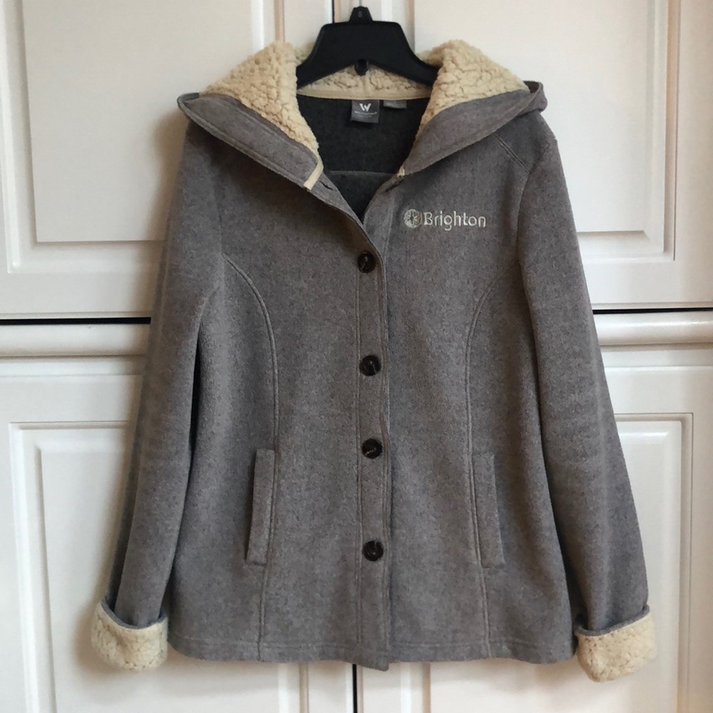 Hooded Womens Jacket, White Sierra, Gray/Beige, size S